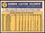 1970 Topps #150  Harmon Killebrew  Back Thumbnail