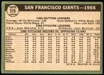 1967 Topps #516   Giants Team Back Thumbnail