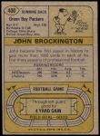 1974 Topps #400  John Brockington  Back Thumbnail
