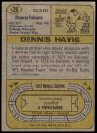 1974 Topps #426  Dennis Havig  Back Thumbnail