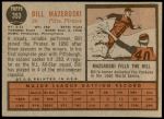 1962 Topps #353  Bill Mazeroski  Back Thumbnail