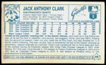 1979 Kellogg's #40  Jack Clark  Back Thumbnail