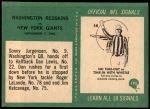 1966 Philadelphia #195   -  Sonny Jurgensen / Dan Lewis Washington Redskins  Back Thumbnail