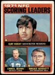 1972 Topps #8   -  Curt Knight / Errol Mann / Bruce Gossett NFC Scoring Leaders Front Thumbnail