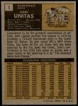 1971 Topps #1  Johnny Unitas  Back Thumbnail