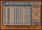 1978 Topps #34  Willie McCovey  Back Thumbnail