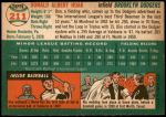 1954 Topps #211  Don Hoak  Back Thumbnail