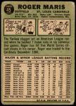 1967 Topps #45 STL Roger Maris  Back Thumbnail