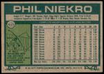 1977 Topps #615  Phil Niekro  Back Thumbnail