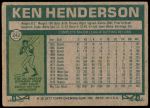 1977 Topps #242  Ken Henderson  Back Thumbnail