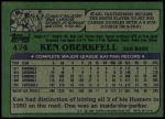 1982 Topps #474  Ken Oberkfell  Back Thumbnail