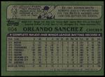 1982 Topps #604  Orlando Sanchez  Back Thumbnail
