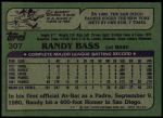 1982 Topps #307  Randy Bass  Back Thumbnail