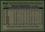 1982 Topps #315  Burt Hooton  Back Thumbnail