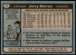 1980 Topps #16  Jerry Narron   Back Thumbnail