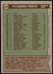 1976 Topps #504   -  Danny Murtaugh Pirates Team Checklist Back Thumbnail