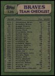 1982 Topps #126   -  Claudell Washington / Rick Mahler Braves Leaders Back Thumbnail