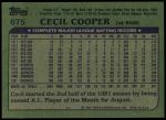 1982 Topps #675  Cecil Cooper  Back Thumbnail