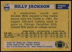 1982 Topps #118  Billy Jackson  Back Thumbnail
