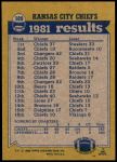 1982 Topps #109   -  Joe Delaney / Eric Harris / J.T. Smith / Ken Kremer Chiefs Leaders Back Thumbnail