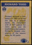 1982 Topps #182   -  Richard Todd In Action Back Thumbnail