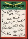 1974 Topps Red Team Checklist   Pirates Team Checklist Front Thumbnail