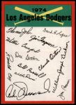 1974 Topps Red Team Checklist   Dodgers Team Checklist Front Thumbnail