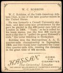1910 T218 Champions #47  W.C. Robbins  Back Thumbnail