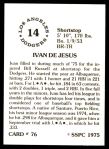 1975 SSPC #76  Ivan DeJesus  Back Thumbnail