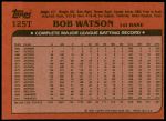 1982 Topps Traded #125 T Bob Watson  Back Thumbnail