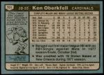1980 Topps #701  Ken Oberkfell   Back Thumbnail