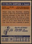 1972 Topps #235  Ralph Simpson   Back Thumbnail