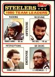 1981 Topps #526   -  Franco Harris / Theo Bell / Donnie Shell / L.C. Greenwood Steelers Leaders & Checklist Front Thumbnail