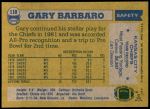 1982 Topps #110  Gary Barbaro  Back Thumbnail