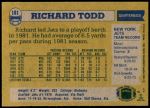 1982 Topps #181  Richard Todd  Back Thumbnail