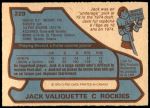 1979 O-Pee-Chee #229  Jack Valiquette  Back Thumbnail