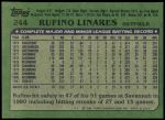 1982 Topps #244  Rufino Linares  Back Thumbnail