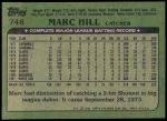 1982 Topps #748  Marc Hill  Back Thumbnail