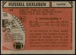 1980 Topps #164  Russell Erxleben  Back Thumbnail