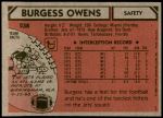 1980 Topps #238  Burgess Owens  Back Thumbnail