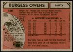 1980 Topps #238  Burgess Owens  Back Thumbnail
