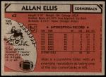 1980 Topps #63  Allan Ellis  Back Thumbnail