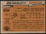 1981 Topps #173  Jim Haslett  Back Thumbnail