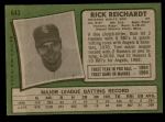 1971 Topps #643  Rick Reichardt  Back Thumbnail