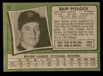 1971 Topps #19  Skip Pitlock  Back Thumbnail