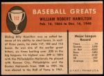1961 Fleer #112  Billy Hamilton  Back Thumbnail