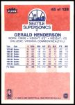 1986 Fleer #45  Gerald Henderson  Back Thumbnail