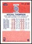 1986 Fleer #111  Mychal Thompson  Back Thumbnail