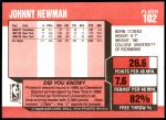 1989 Fleer #102  Johnny Newman  Back Thumbnail