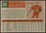 1959 Topps #504  Ossie Alvarez  Back Thumbnail